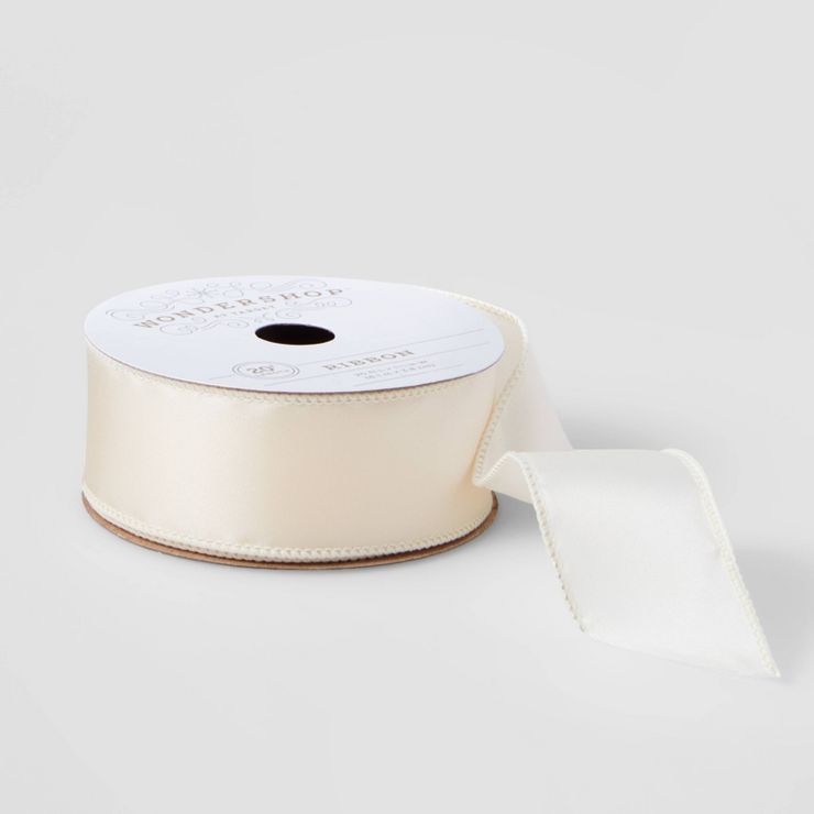 1.5" Satin Fabric Ribbon Cream 20ft - Wondershop™ | Target