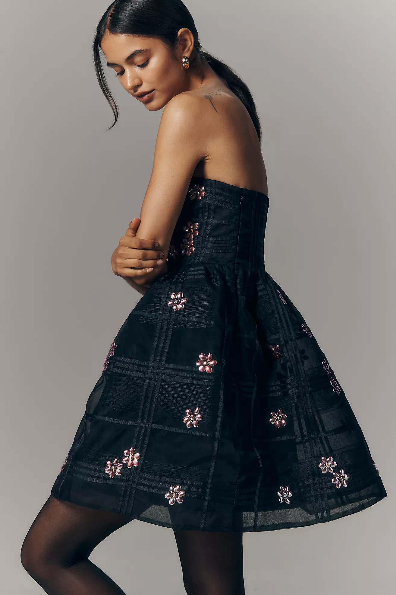 Maeve Strapless Embellished Fit & Flare Mini Dress | Anthropologie (US)