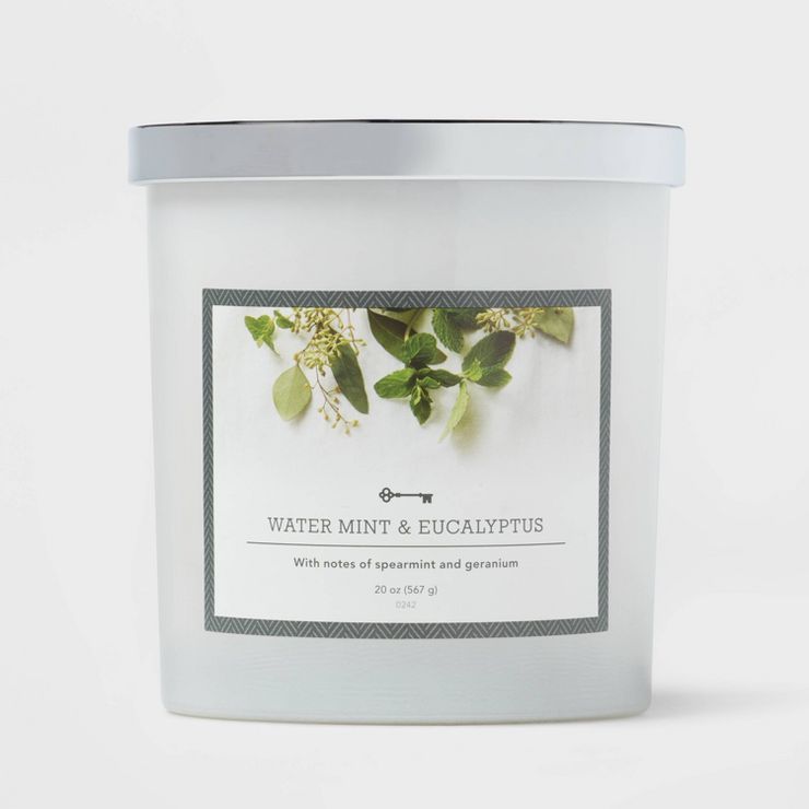 Lidded Milky Glass Jar Water Mint and Eucalyptus Candle - Threshold™ | Target
