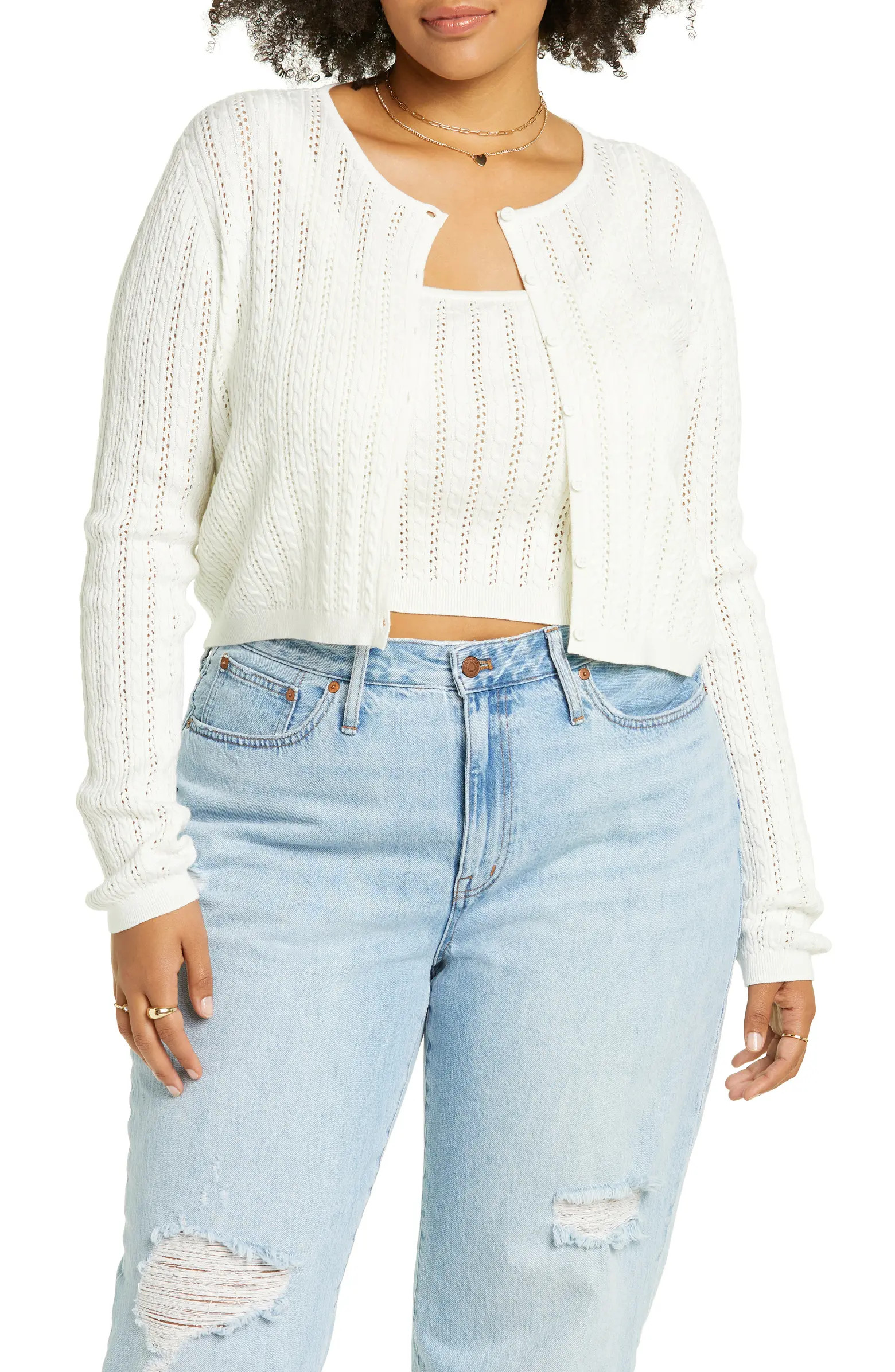BP. Cable Knit Tank & Cardigan Set | Nordstrom | Nordstrom
