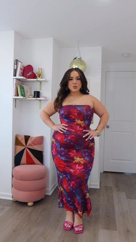 Wedding guest dress for a tropical destination wedding on my curvy midsize 12/14 body. Wearing size Large in the dress. My measurements are: bust 39” waist 32” hips 47” 🌺 also wearing wide feet friendly heels from ASOS that I love!

#LTKMidsize #LTKWedding #LTKPlusSize