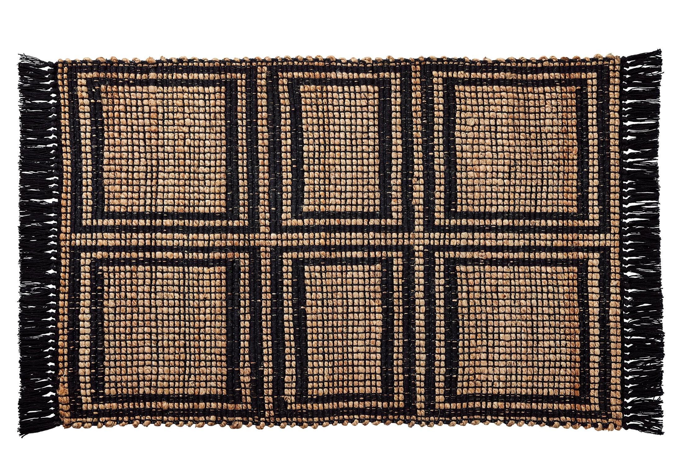 Better Homes & Gardens Black & Natural Interlocking Jute 24" x 36" Accent Rug | Walmart (US)