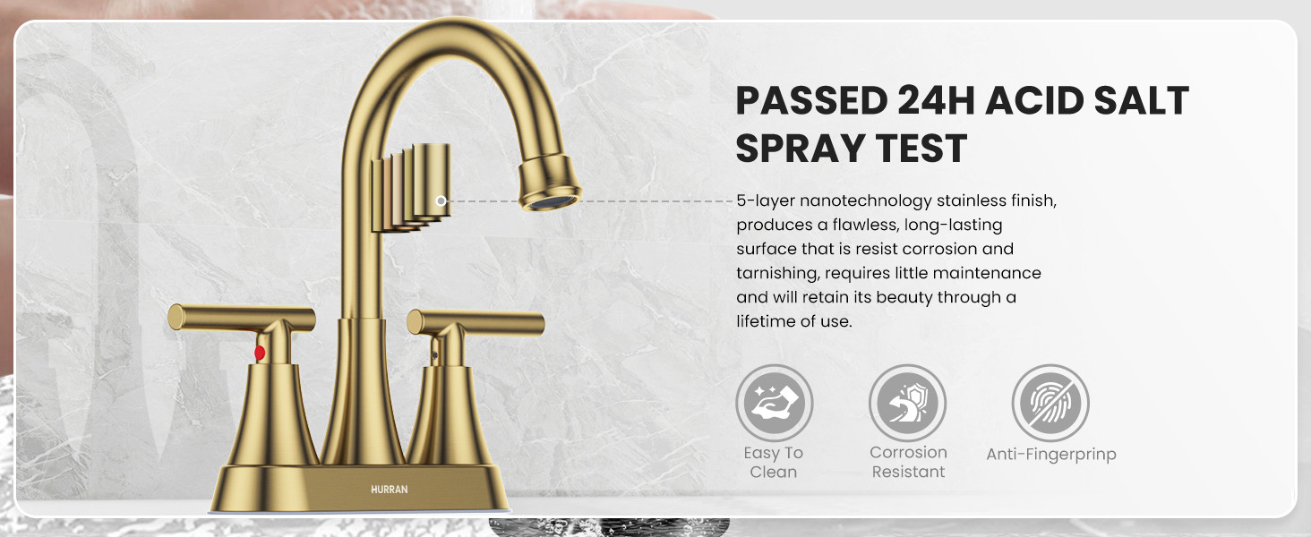Bathroom Faucets for Sink 3 Hole, Hurran 4 inch Brushed Gold Bathroom Sink Faucet with Pop-up Dra... | Amazon (US)