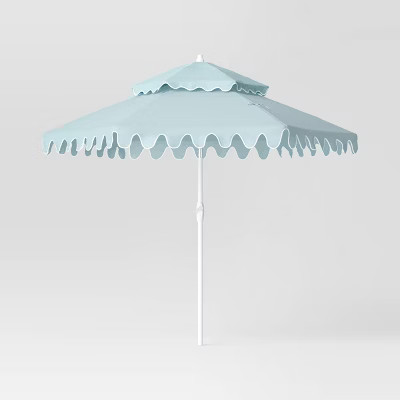 9'x9' Scalloped Patio Umbrella Aqua - White Pole - Threshold™ : Target | Target