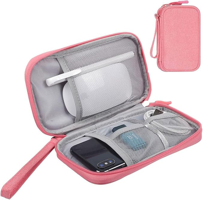 Travel Electronic Organizer Bag for Chargers, Cables, Power Bank & Earphones (Pink) | Amazon (US)