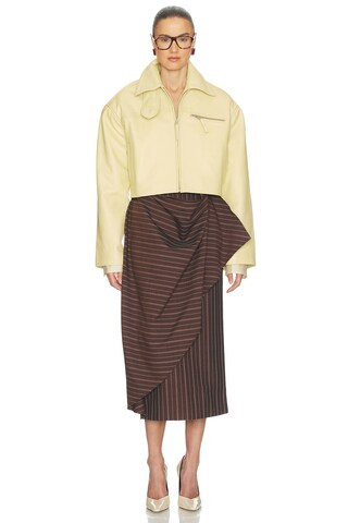 The 90s Leather Jacket in Banana Yellow | Revolve Clothing (Global)