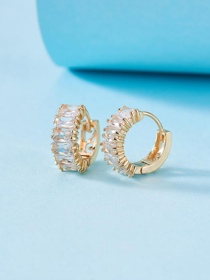Cubic Zirconia Decor Hoop Earrings | SHEIN