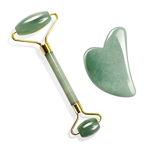 Natural Jade Roller For Face - Gua Sha Scrapping - Aging Wrinkles,Puffiness Facial Skin Massager ... | Amazon (US)