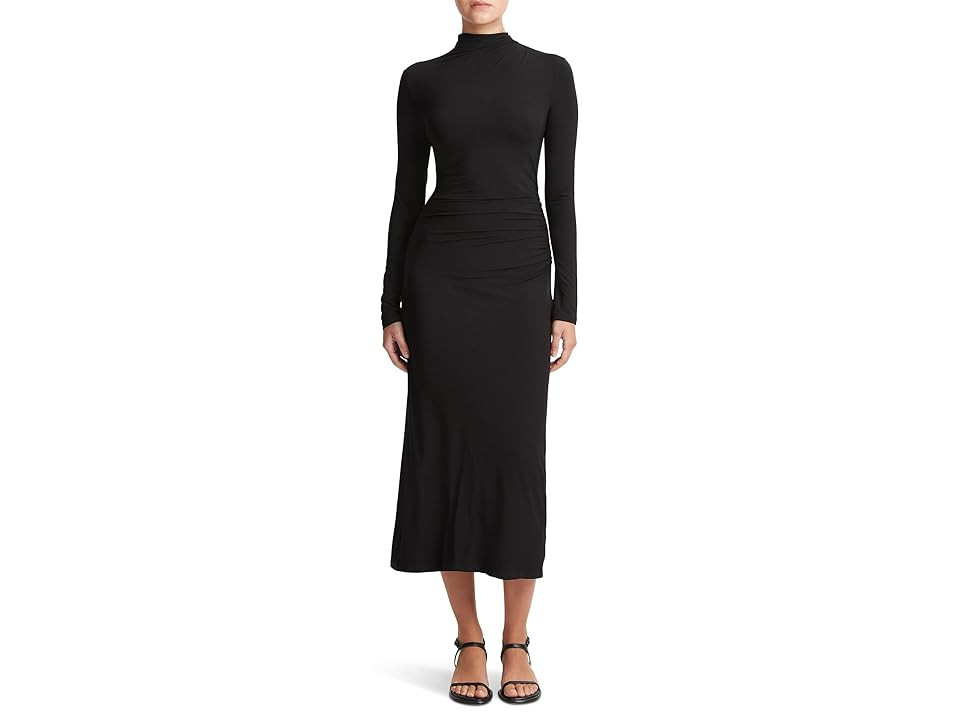 Vince Long Sleeve Turtle Neck Rouched Dress Women's Dress Black : LG, Rayon/Spandex | Zappos