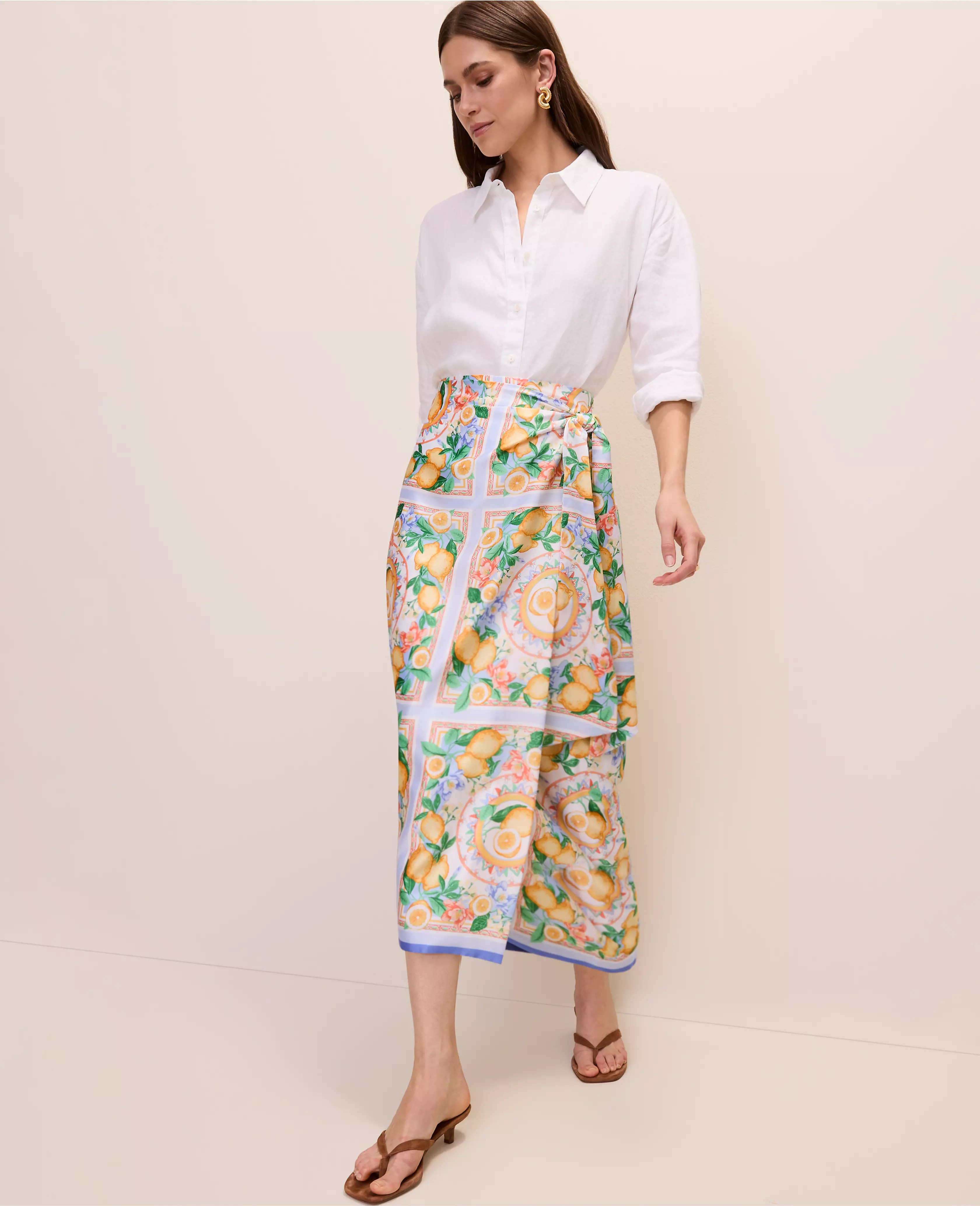 Lemon Wrap Skirt in Satin | Ann Taylor
