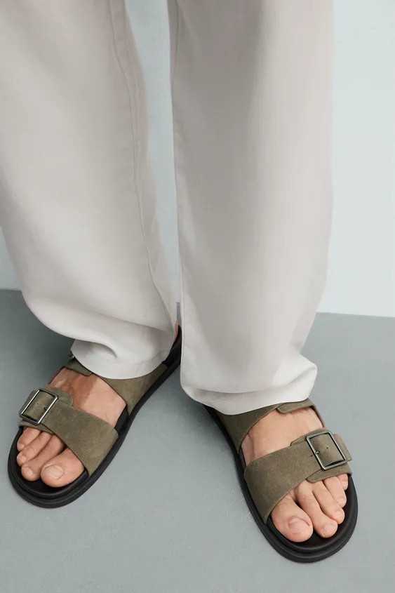 DOUBLE-STRAP LEATHER SANDALS | Zara UK