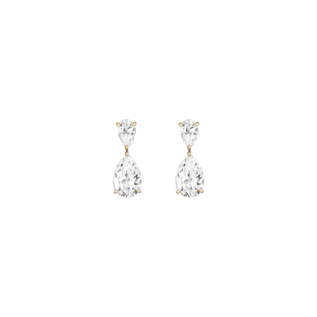 Lab Grown White Sapphire Pear Drop Earrings | AUrate New York