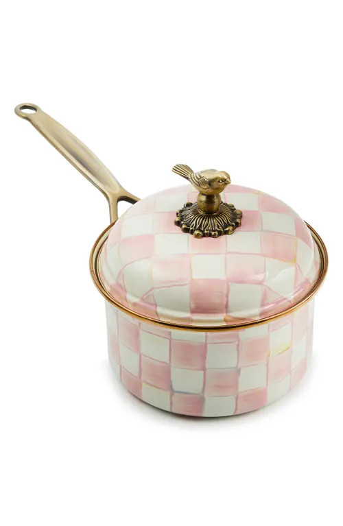 MACKENZIE CHILDS Rosy Check Enameled Steel 2.5-Quart Saucepan at Nordstrom | Nordstrom