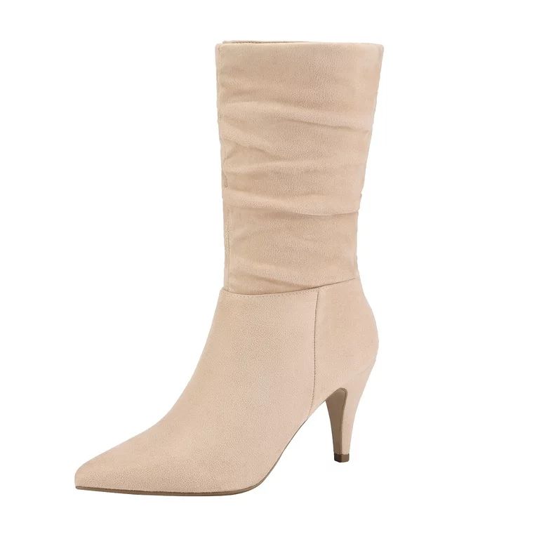 Dream Pairs Women's Fashion Pointed Toe Mid Calf Boots Stiletto High Heel Slouch Zipper Boots KIM... | Walmart (US)