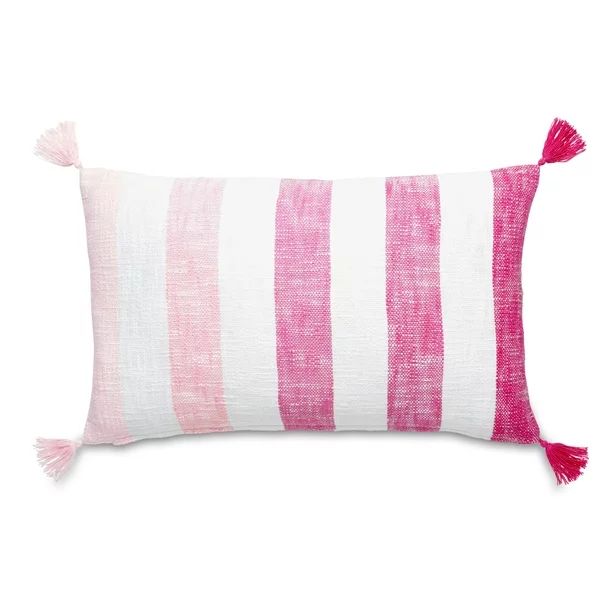 Gap Home Kids Ombre Stripe Organic Cotton Decorative Pillow with Tassels, Pink, 14 x20 - Walmart.... | Walmart (US)