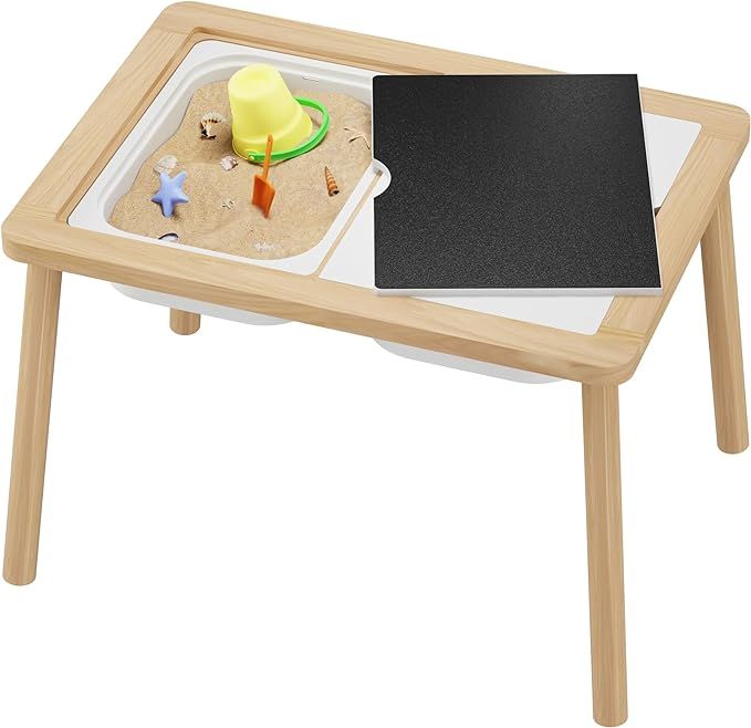 Sensory Table, Kids Activity Table, Wooden Play Table with Bins, Montessori Table, Chalk Board an... | Amazon (US)