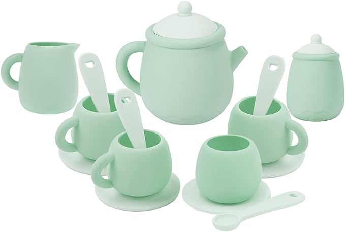 MCGMITT Silicone Tea Set, Tea Party Set for Little Girls Boys, 15 Pcs BPA Free Dishwasher Safe Pr... | Amazon (US)