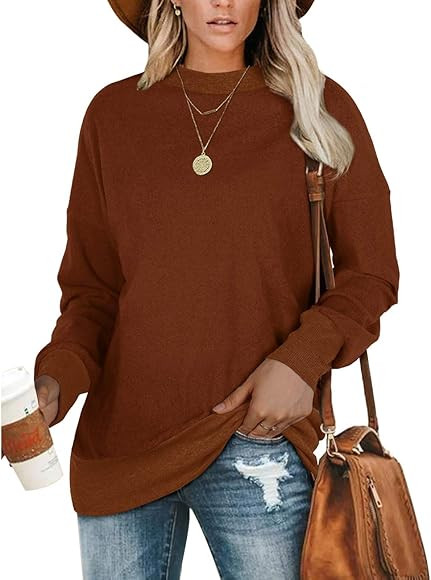 NSQTBA Sweatshirts for Women Long Sleeve Crew Neck Shirts Tunic Tops for Leggings | Amazon (US)