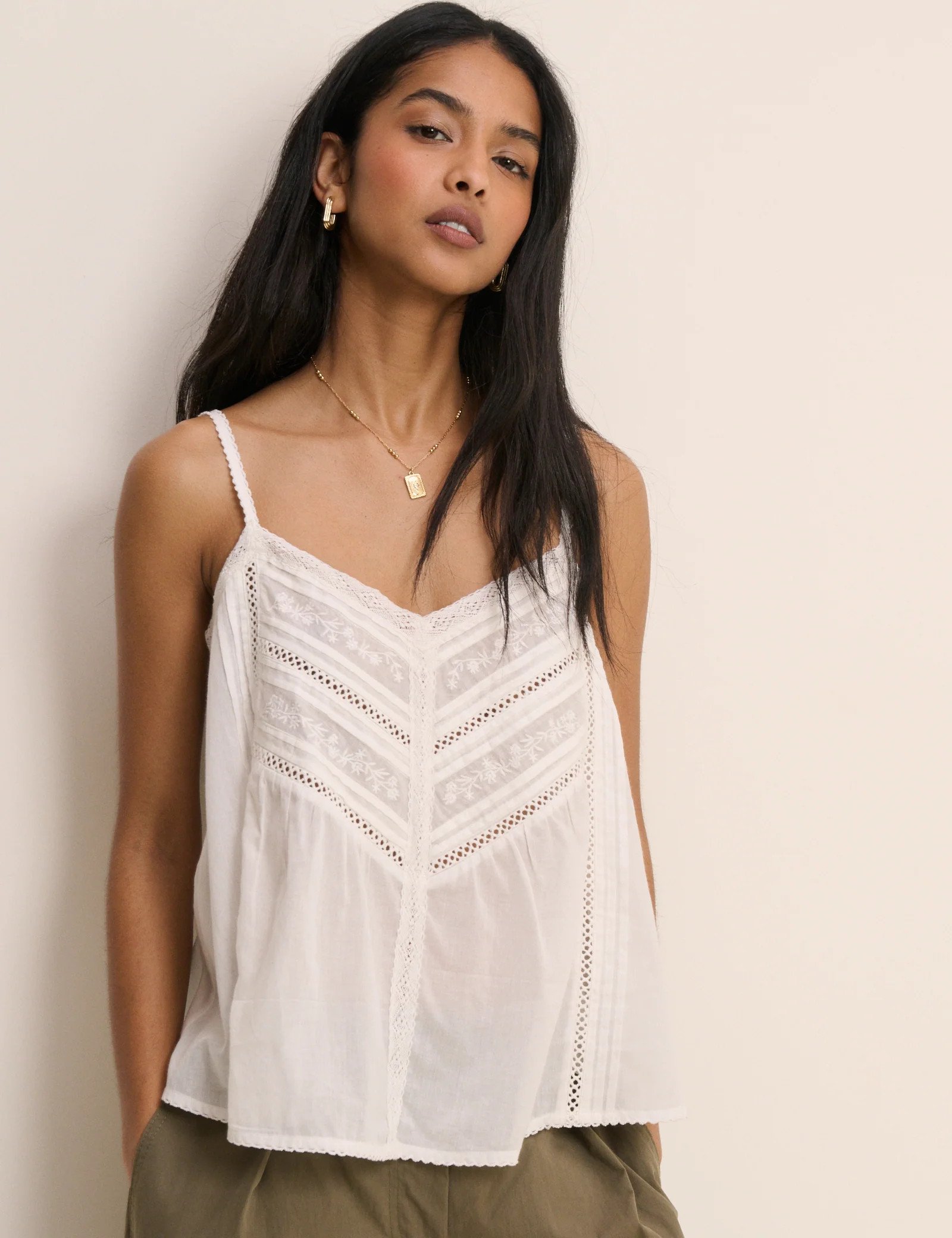 White Embroidered Cami Top | Nobody's Child