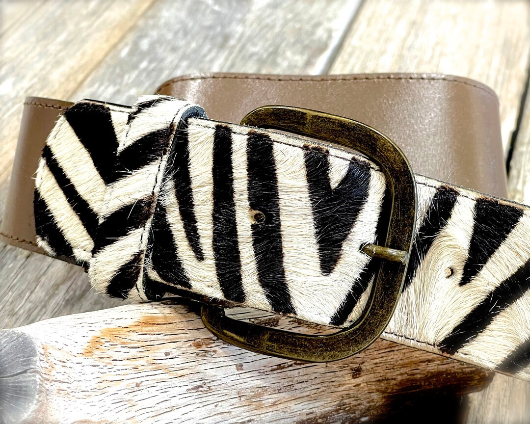 VINTAGE: Leather Fur Belt Zebra Pattern Belt SKU 00006557 - Etsy | Etsy (US)