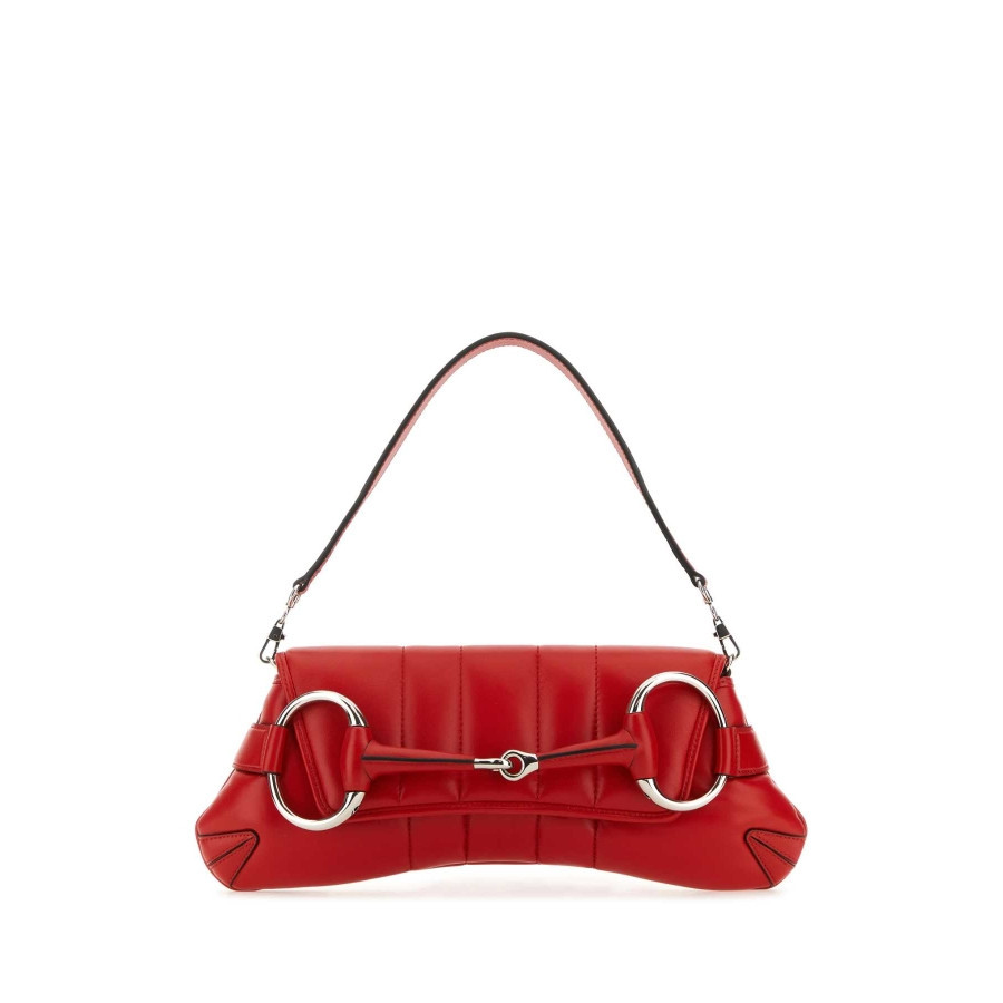 Red Leather Medium Gucci Horsebit Chain Clutch | Jomashop.com & JomaDeals.com