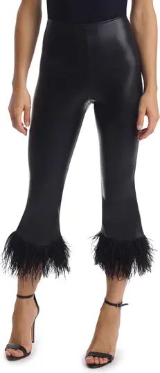 Commando Crop High Waist Feather Trim Faux Leather Leggings | Nordstrom | Nordstrom