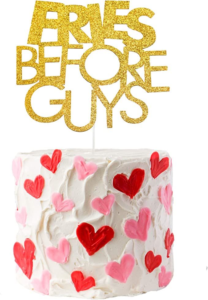 Gold Glittery Fries Before Guys Cake Topper, Galentine’s Day Cake Topper, Galentine’s Day Dec... | Amazon (US)