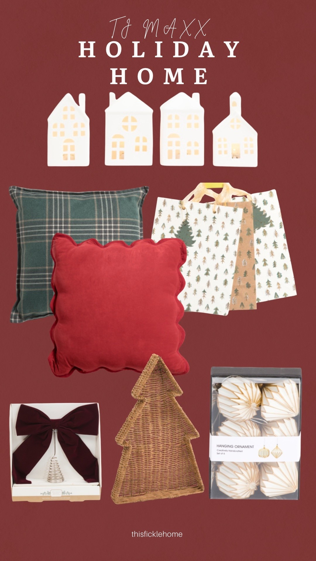 Affordable holiday decor from TJ Maxx

Plaid pillow
Bow tree topper
Christmas gift bags
Rattan tree tray
LED lit porcelain houses


#LTKHome #LTKHoliday #LTKSaleAlert