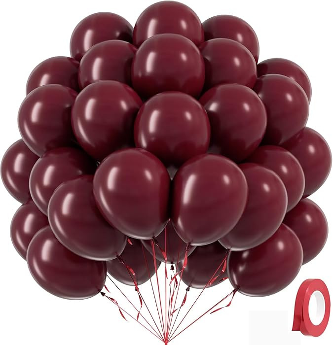 Burgundy Balloons 12 inch, Maroon Balloons 50pcs Party Balloons for Birthday Graduation Wedding B... | Amazon (US)