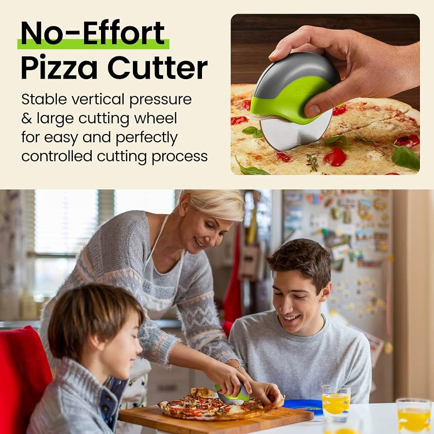 Kitchy Pizza Cutter Wheel, Heavy Duty Ergonomic Pizza Slicer with Easy Grip Non-Slip Handle and B... | Amazon (US)