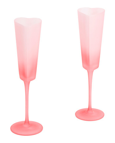 2pk Frosted Ombre Heart Flute Glasses | TJ Maxx