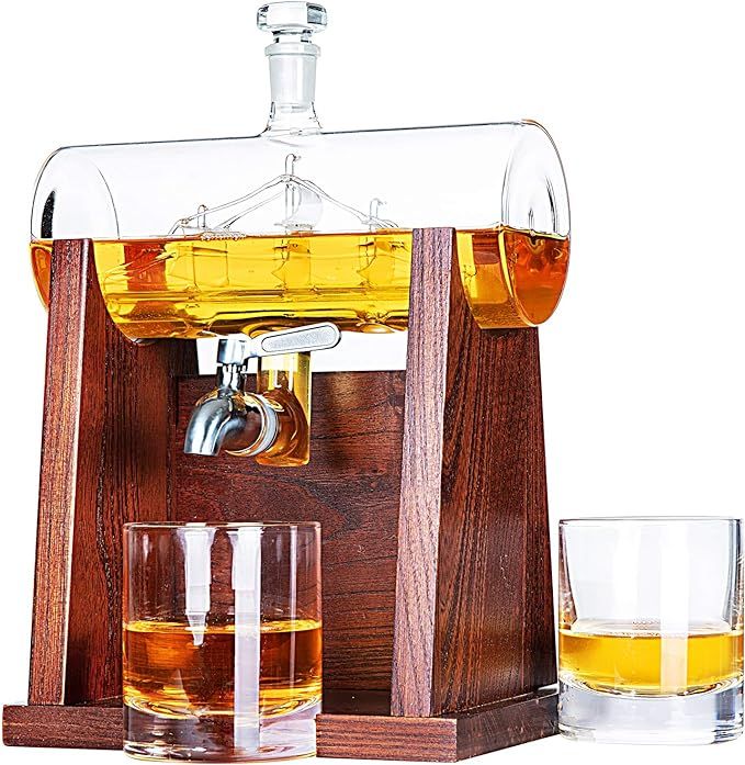 Jillmo Decanter, 1250ml Whiskey Decanter Set with 2 Whiskey Glasses, Great Bourbon Whiskey Gifts ... | Amazon (US)