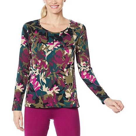 Comfort Code Long-Sleeve Stretch Jersey Scoop-Neck Top - 9544412 | HSN | HSN