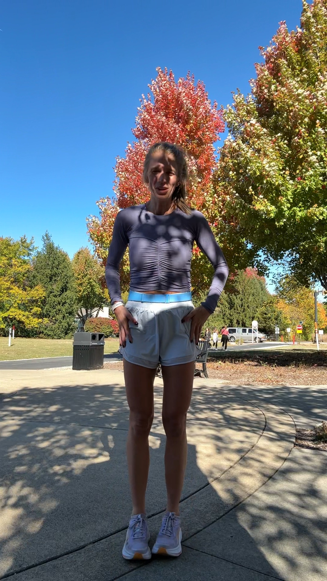 Running outfit today 
Size medium in this top (shade gunmetal) and shorts. Run tts




Fp movement, Athleta, running gear, running outfit, Hoka 

#LTKActive