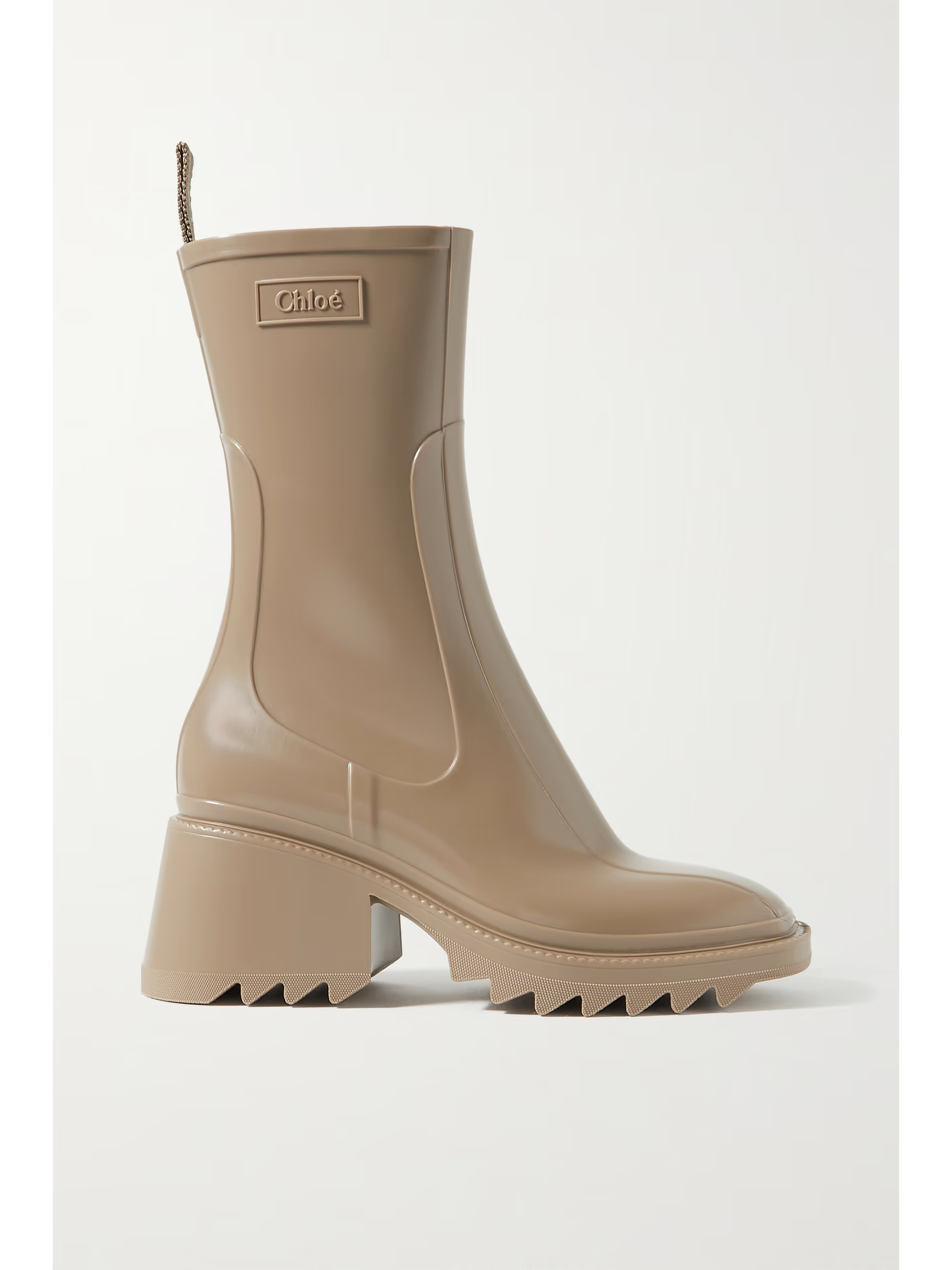Taupe Betty logo-embossed rubber boots | CHLOÉ | NET-A-PORTER | NET-A-PORTER (US)