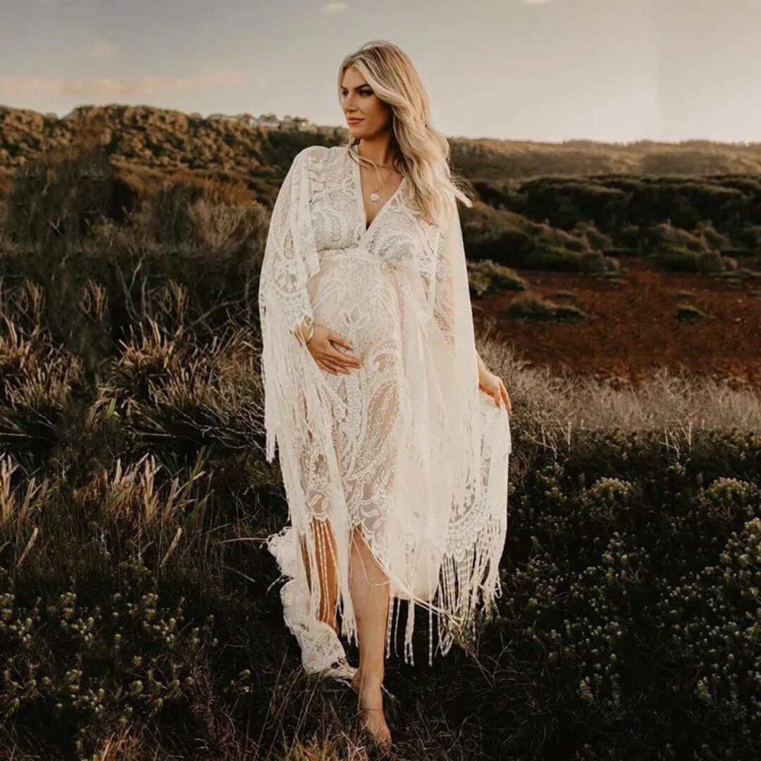 Boho Lace Maternity Dress | Baby shower dress for maternity | baby shower photo shoot | Maternity... | Etsy (US)