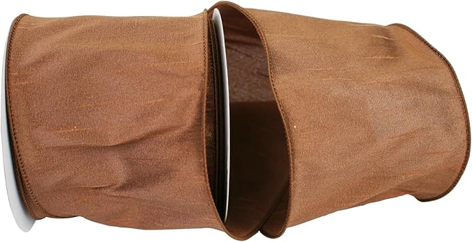Reliant Ribbon 92975W-092-10F Dupioni Supreme Wired Edge Ribbon, 4 Inch X 10 Yards, Brown | Amazon (US)