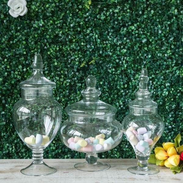 Efavormart Set of 3 Glass Apothecary Candy Jars With Lids - 10"/12"/14" - Walmart.com | Walmart (US)
