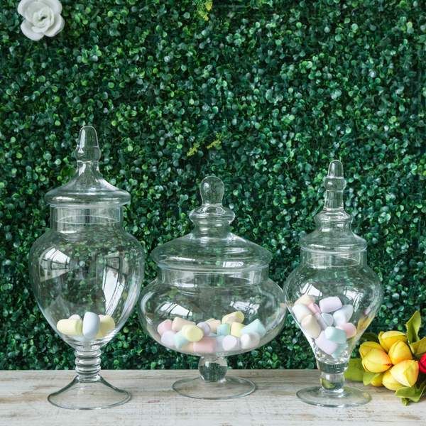 Efavormart Set of 3 Glass Apothecary Candy Jars With Lids - 10"/12"/14" - Walmart.com | Walmart (US)