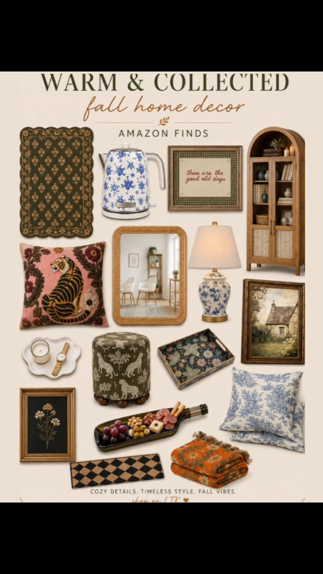 Amazon fall home finds 🍂🤎 Warm, collected, and a little bit old-world — the kind of cozy pieces that make your home feel layered, timeless, and lived-in. From vintage-inspired art and toile to rich olive greens, florals, and warm wood tones… I’m obsessed. 🕯️🌿

Shop everything on my LTK! ✨

#AmazonHome #AmazonFinds #FallHomeDecor #FallDecor #HomeDecorFinds #CozyHome #VintageInspiredHome #EnglishCountryStyle #CottageStyle #TraditionalHome #LTKHome #LTKStyleTip #LTKSaleAlert #LTKSeasonal