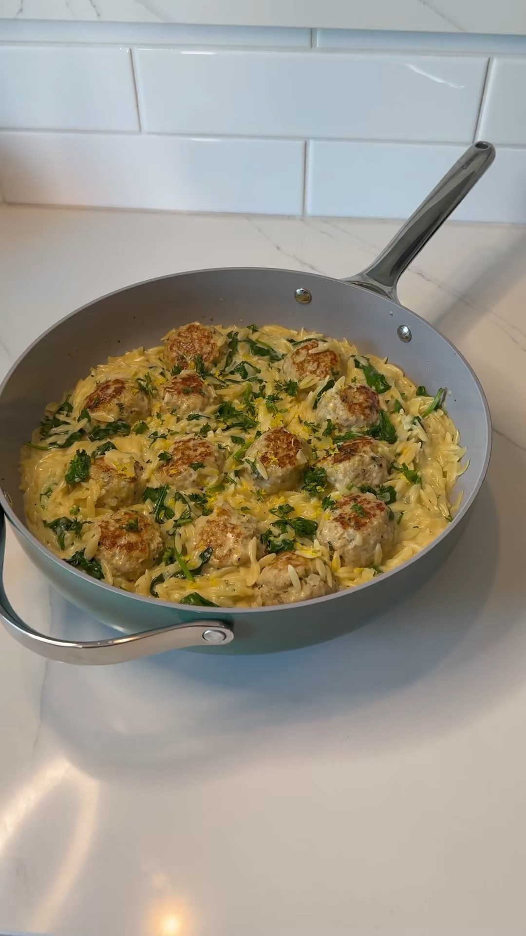 Let’s make One Pan Lemon Chicken Meatballs with Orzo! 
Use code Rachelmumolo for 10% off your order @Caraway 
Here’s the recipe ❤️
https://wolfcaster.kitchen/recipes/f/one-pan-lemon-chicken-meatballs-with-orzo

#LTKdayinmylife #LTKfoodie #LTKHome