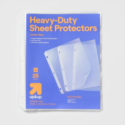 25ct Heavy-Duty Sheet Protectors Clear - up&up™: Plastic Page Protectors for 8.5x11 Inch Binder, 25 Pack | Target