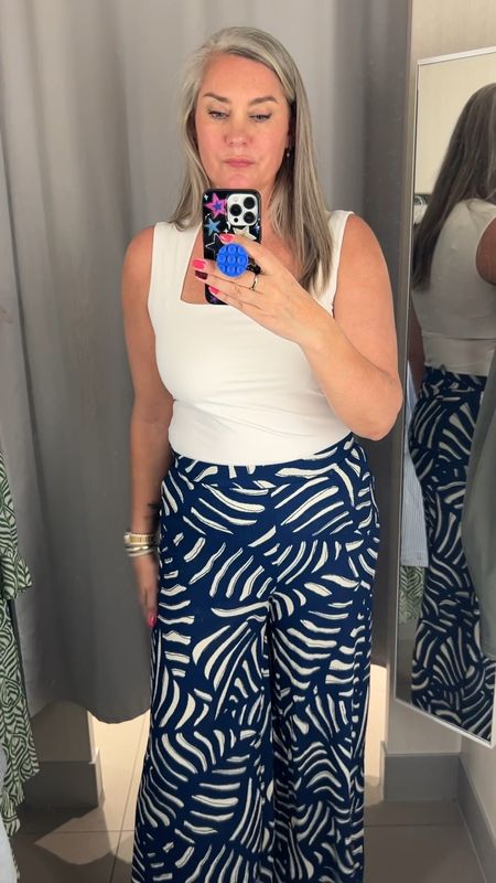 H&M try on. Really comfortable, nice flowy summer trousers in a blue and white print. They fit roomy, I am wearing a medium. Cream top with square neckline is a beautiful basic. 



#LTKover40 #LTKstyletip #LTKmidsize