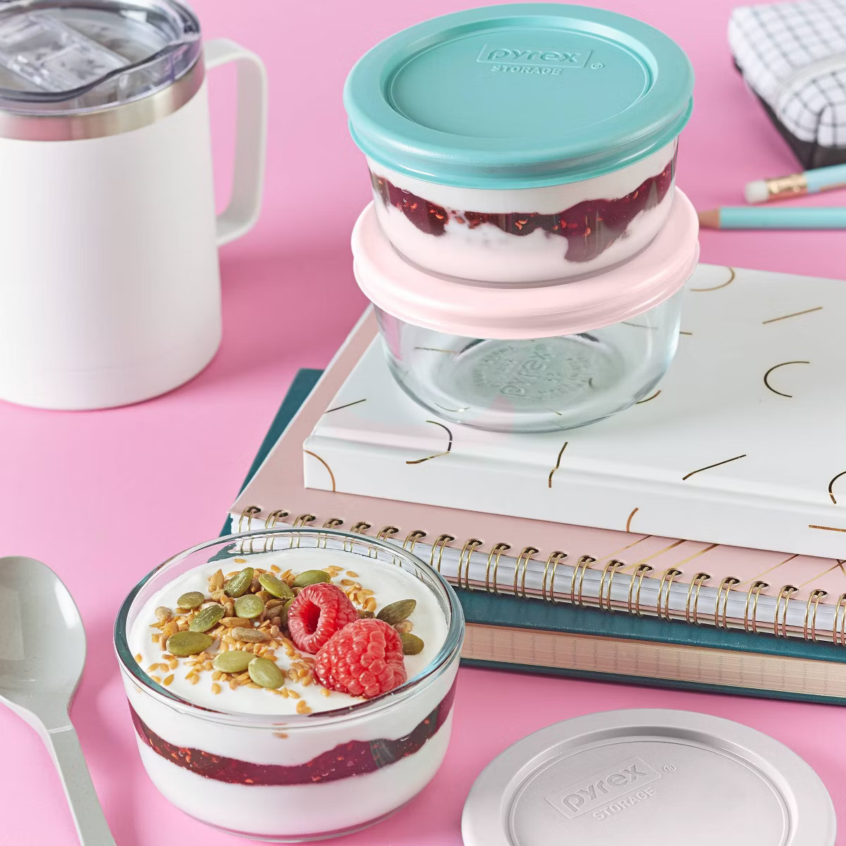 Pyrex® Simply Store® 6pc 1c Round Glass Storage Set with Assorted Color Lids: Dishwasher-Safe F... | Target