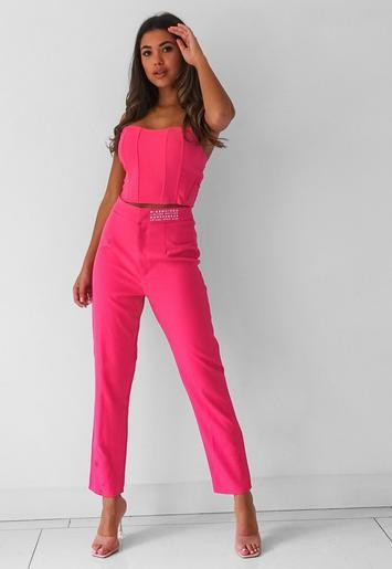 Hot Pink Missguided Tailored Cigarette Pants | Missguided (US & CA)