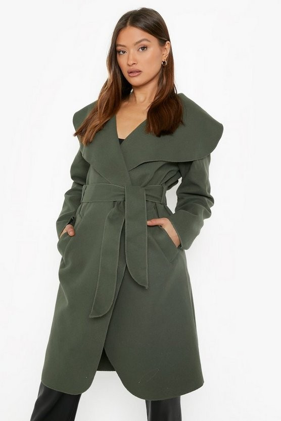 Belted Shawl Collar Coat | Boohoo.com (US & CA)