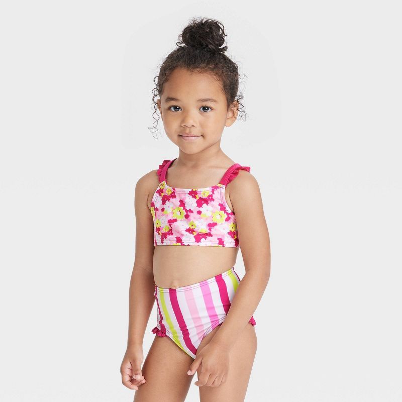 Toddler Girls' 2pc Floral Print Bikini Set - Cat & Jack™ Rose Red | Target