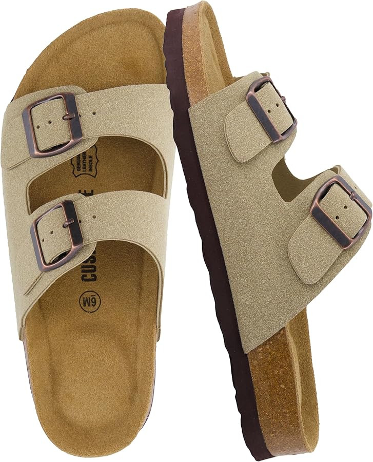 CUSHIONAIRE Lane Cork Footbed Sandals for Women – Comfortable Double Buckle Slip-On with Genuin... | Amazon (US)
