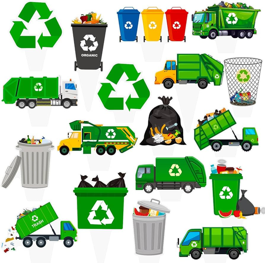 Garbage Truck Cupcake Toppers Garbage Truck Party Decoration Green Trash Car Birthday Cake Topper... | Amazon (US)