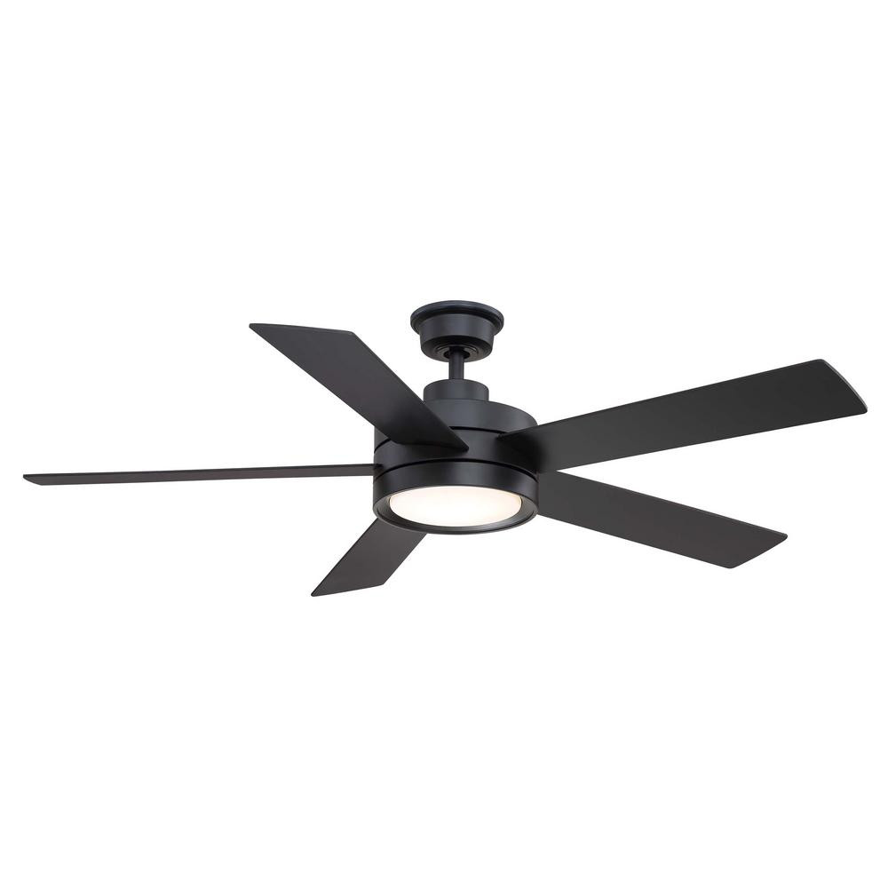 Baxtan 56 in. LED Matte Black Ceiling Fan with Light and Remote Control | The Home Depot